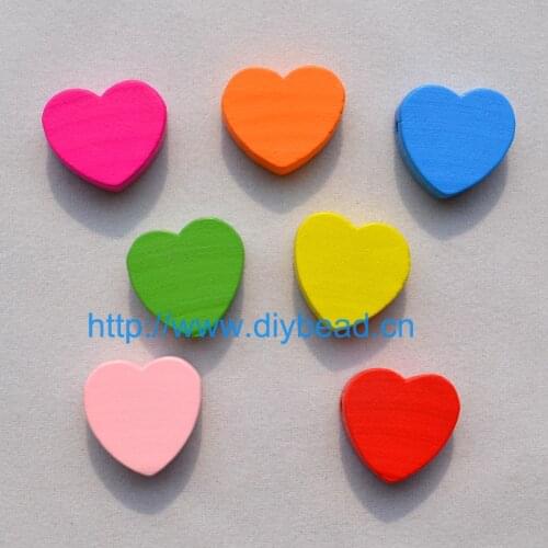 20pcs DIY Fashion Jewelry Making Accessories Cartoon Wooden beads Carved Heart Mix Color Handcraft Bracelet Making Findings