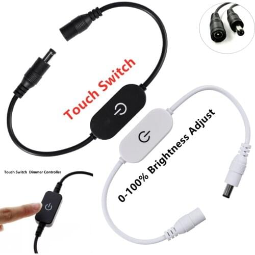 DC12V-24V Itouch LED Dimmer Touch Switch Brightness Controller DC Female to Male Plug for 2835 3014 Single Color LED Strip Lamp