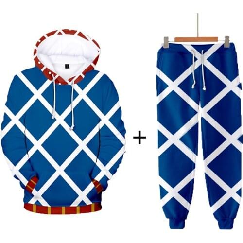Hip Hop Sets 3D JOJO Fantasy Adventure Character Set Men and women Hoodies + Sports Pants Autumn Winter Boys and girls Sweaters