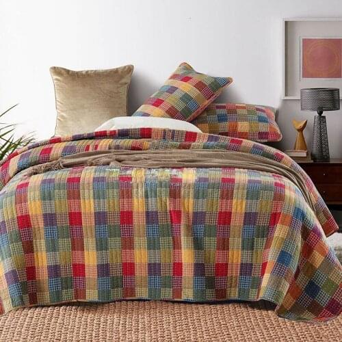 Lattice Bedspread on the Bed Quilt Set 3PCS Quilted Cotton Blanket for Double Bed Cover Pillowcase Queen Size Summer Coverlet