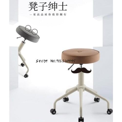 Beauty Stool Barber Shop Rotating Lifting Round Stool Barber Shop Chair Pulleys Work Stool Manicure Stool Makeup Belt Wheels
