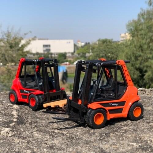 Diecast Alloy 1:24 Forklift Models Engineering Loading and Unloading Truck Scene Model Decoration Collection Display Vehicle Toy