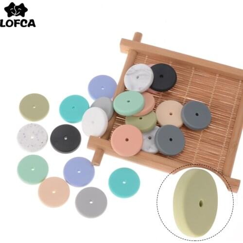 LOFCA 10pcs Silicone Beads Coin beads For DIY Baby Pacifier Chain BPA Free Teething Disc Beads Baby Teether Baby Accessories
