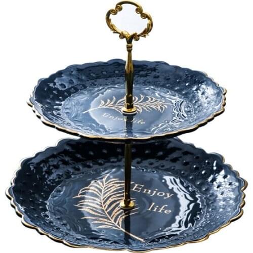 Creative division double ceramic fruit plate home living room coffee table fruit plate dried fruit plate