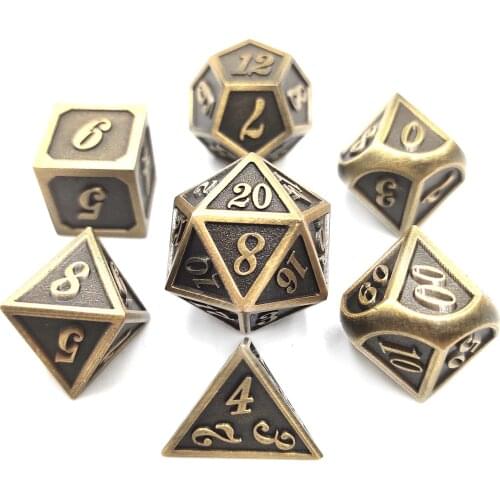 New arrival upscale antique color polyhedral metal dice d20 dnd dice set dados rpg dobbelstenen dados rol 7pcs/Set