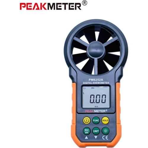 PEAKMETER MS6252A MS6252B Digital Anemometer Wind Speed Meter Air Flow Tester Meter Volume Ambient Temperature Humidity USB
