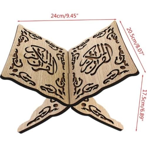 Eid Mubarak Book Shelf Wooden Islam Bible Books Storage Display Rack Retro Kuran Quran Holy Book Stand Holder Desk 97QD
