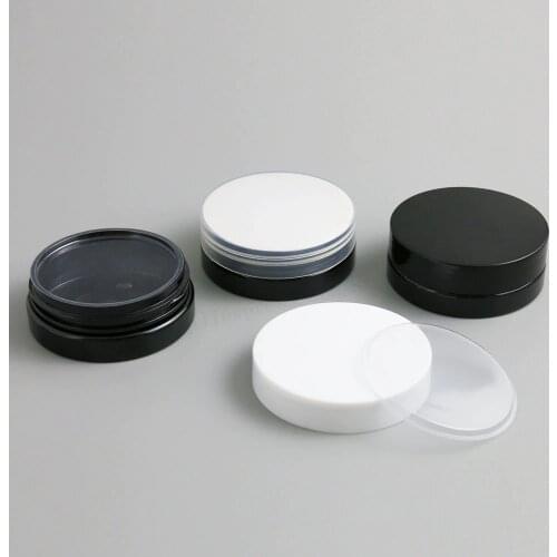 24 x 30g Travel Empty Black Pet Skin Care Cream Jar With Plastic Lids with Insert 1oz Cosmetic Container