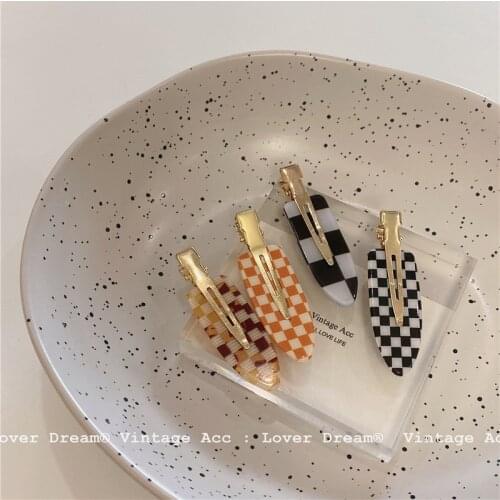 Retro Korean Geometric Acrylic Seamless Clip INS Color Plaid Hair Clip Girl Makeup Bangs Clip Fashion Simple Trend