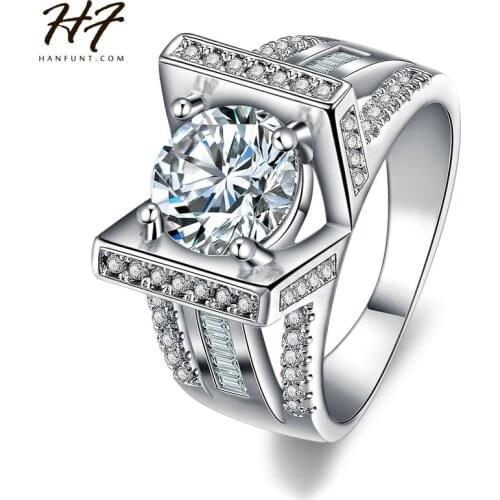 Luxury Sliver Color CZ Crystal Finger Rings Fashion Wedding & Engagement Ring Love Jewelry For Women R587