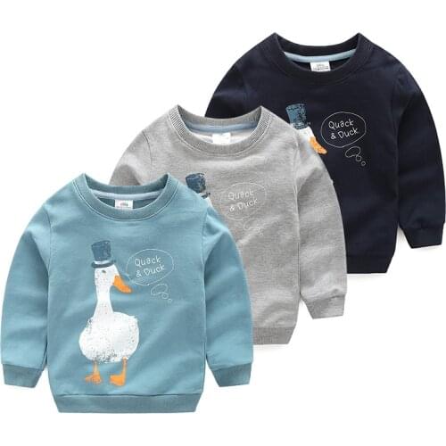Autumn/Spring Cute Duck Cartoon Boys Sweatshirts Toddlers Kids Clothes Baby Tops Pullovers Long Sleeves 2019 T1/4917DBO