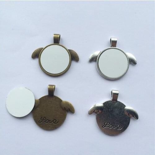 Sublimation blank angel wings pendants for women hot transfer printing diy custom jewelry consumables 30pieces/lot