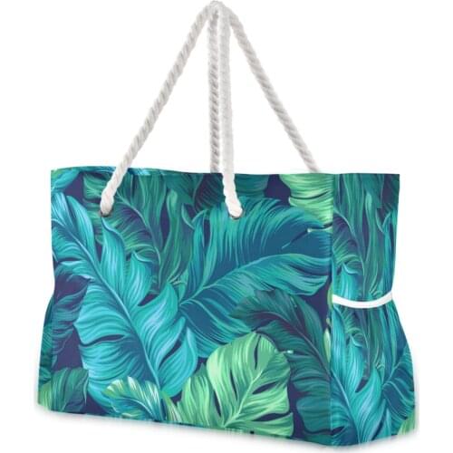 Women Nylon Shopping Bag Female Cloth Shoulder Bag Green Leaves Environmental Storage Handbag Reusable Foldable Eco Beach Bag
