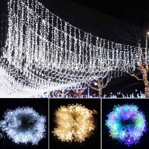 10M led String Lights 70leds snowflake led Christmas tree Lights home party wedding docoration silver wire with tail plug
