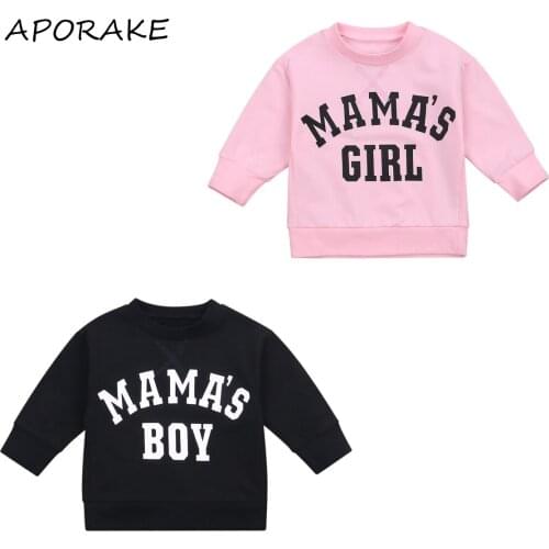 2020 0-4Y Toddler Baby Boy Sweatshirt MAMA BOY Letter Print Black/Pink Long Sleeve Top Pullovers Autumn Outwear