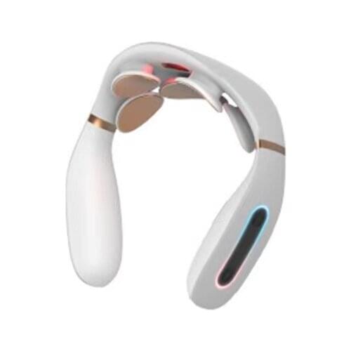 Smart Electric Neck Massager 5 Heads EMS Electric Pulse Low Frequency Magnetic Therapy Voice Broadcast with Remote Control