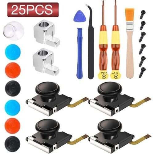 25 IN 1 Repair Parts 3D Analog Thumb Stick For Nintendo Switch NS Left Right Joy-Con Joystick Caps Replacement Controller Kit
