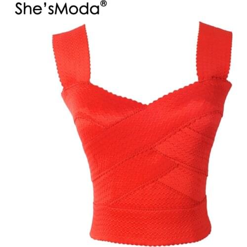 ShesModa Bandage Spandex Slim Push Up Womens Spandex Club Party Tank Camis Vest