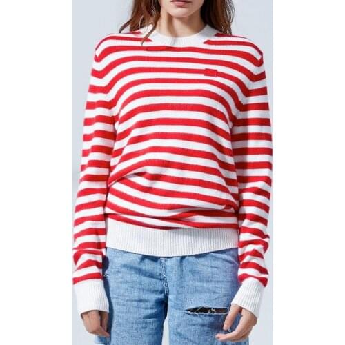 Women Stripes Knitted Sweater Lady O-neck Casual Long Sleeve Pullover Top Female Knitwear Clothes 2021 Early Autumn