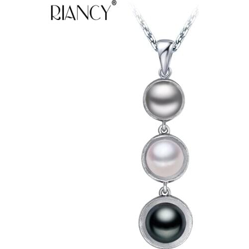 New Fashion Natural Multicolor Pearl pendant Freshwater Three beads pendant Necklace for women wedding party Daily gift