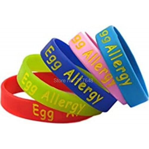 100pcs Alert Egg Allergy wristband silicone bracelets free shipping by epacket A