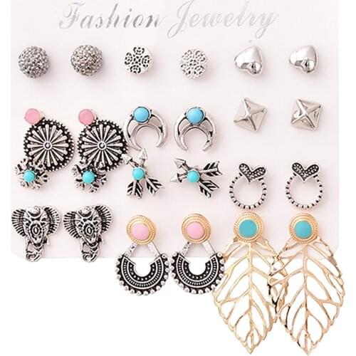 12 Pairs Stylish Earrings Set for Women Jewellery, Lightweight Accessories
