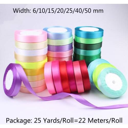 25 Yards 22M 6/10/15/20/25/40/50mm Silk Satin Ribbon Bow Craft Decor Wedding Christmas Party Decoration DIY Gift wrap Packing