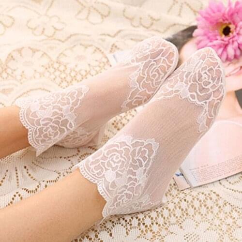 3 Pair Fashion Women Girls Summer Socks Style Lace Flower Short Sock Antiskid Invisible Ankle Socks 2021 New 4 Colors