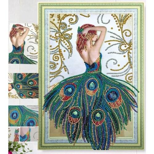 5d DIY 3D Peacock girl diamond embroidery Special Shaped Diamond Painting Needlework Rhinestone Crystal Painting home decor