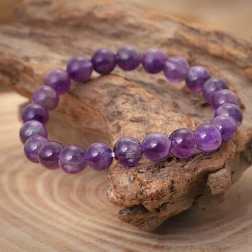 Natural Stone Stretch Bracelets For Women Men 8mm Amethysts Beads Round Beaded Bracelets Bangles Pulseras Mujer