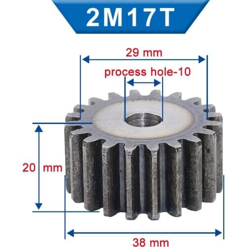 1 Piece spur Gear 2M17Teeth rough Hole 10 mm motor gear 45#carbon steel Material High Quality pinion gear Total Height 20 mm