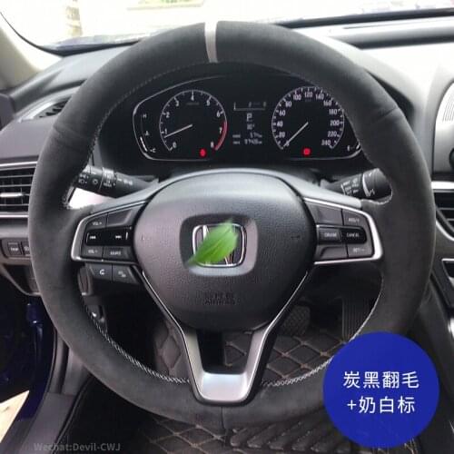 Car Steering Wheel Cover For Honda Civic URV Envix Fit CRV Gienia Odyssey Accord Spirior Elysion Black Suede Leather Interior