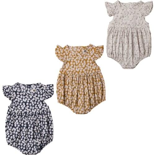 Pudcoco Flower Newborn Baby Girl Rompers Summer Baby Girls Clothing Ruffles Rompers Jumpsuit Playsuit