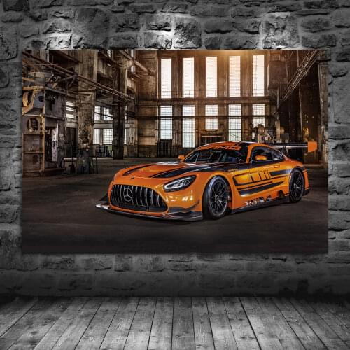 Modern Art Decorative Paintings A M G GT3 Orange Metallic Supercar Wall Picture Canvas Posters and Prints Living Room Decor