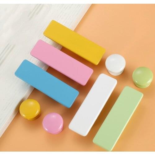 Children Wooden Cabinet Knobs and Handles Kitchen Door Handles Macaron Wardrobe Cupboard Handle Drawer Knobs Furniture Pulls