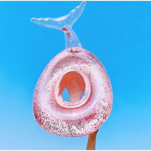 Childrens Inflatable Mermaid Swimming Ring Sequined Floating Ring Baby Seat Swim Circle Summer Pool Party Toy For 1-6 Yrs Girls