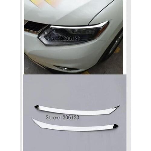 For Nissan X-trail xtrail T32/Rogue 2014 2015 2016 car body front head Light lamp frame stick ABS chrome cover trim switch 2pcs