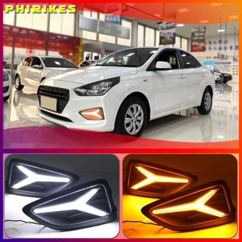 For Hyundai Accent Solaris Verna 2017-2020 LED DRL Daytime Running Light Fog Lamp 12V Car Running Lights