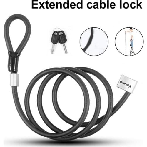 Thicken Texture Versatile MTB Bike Cycling Bicycle Lock with 2 Keys Lightweight Bike Cable Lock Flexible for Outdoor