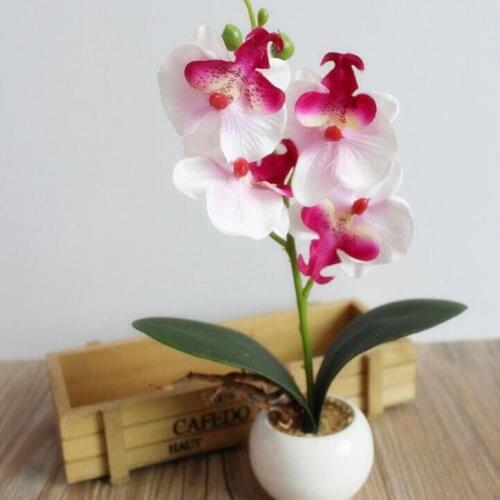 Artificial Flower Bonsai Orchid Bonsai Artificial Colorful Butterfly Orchid Flower Pot for Office