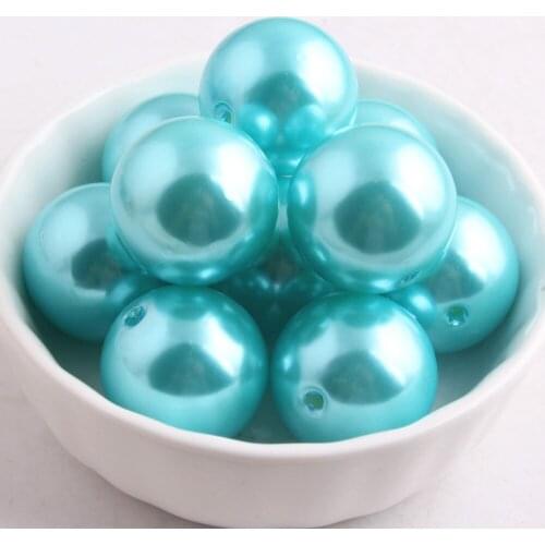Kwoi vita 12mm/16mm/6mm to 28mm A33 Aqua Color Chunky Fashion Acrylic Imitation Plastic Pearl Beads for Chunky Beads Jewelry