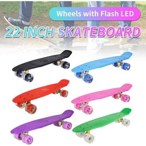 Longboard LED Skateboard Single-Warp Kick Dance Skate Board Cool For Beginner Boy Girl Teenagers 22 Inch Four-wheel