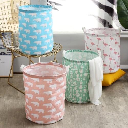 Cartoon storage box dirty clothes basket storage bucket cotton linen Laundry Baskets laundry organizer