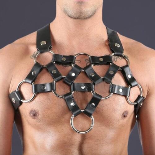 2021 Man Harness PU Leather Bondage Restraint Kit Sexual Halloween Costumes Gay Lingerie Clubwear Sexy Cosplay Top Accessories
