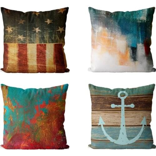 Oil Painting Pillow Covers Couch Bedroom Decorative American Theme Comfortable Throw Pillowcase for Home Decor Sofa Car Cushion