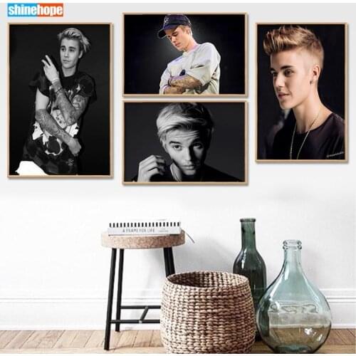Star Canvas Poster Custom Justin Bieber Canvas Painting Poster Home Decor Cloth Fabric Wall Art Poster30X45cm40X60cm
