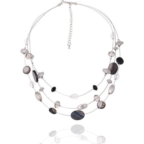 Simple Multilayer Crystal Shell Women Jewelry fashion Sweater Chain Necklace Wholesale