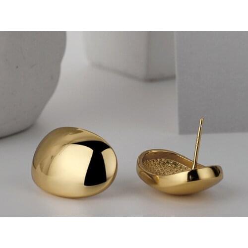 Silvology 925 Sterling Silver Oval Glossy Stud Earrings Exaggeration Thick Top Quality Earrings for Women 925 Minimalist Jewelry