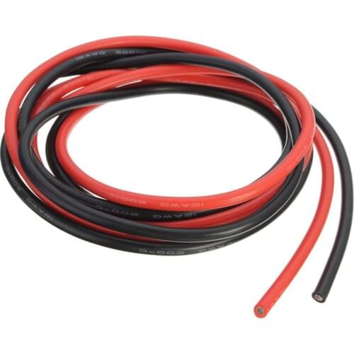 2PCS Silicon Wire Flexible Heatproof Soft Silicone Wire Silica Gel Wire Cable 1M Red + 1M Black 12/14/16/18/20/26/28/30AWG