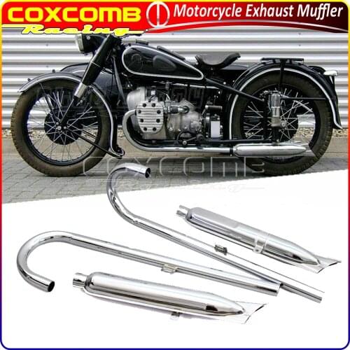 Motorcycle 750cc Fishtail Complete Exhaust Pipe System 24HP / 32HP Front Exhaust Muffler Tube Pipes For BMW R71 M72 KS 500 600